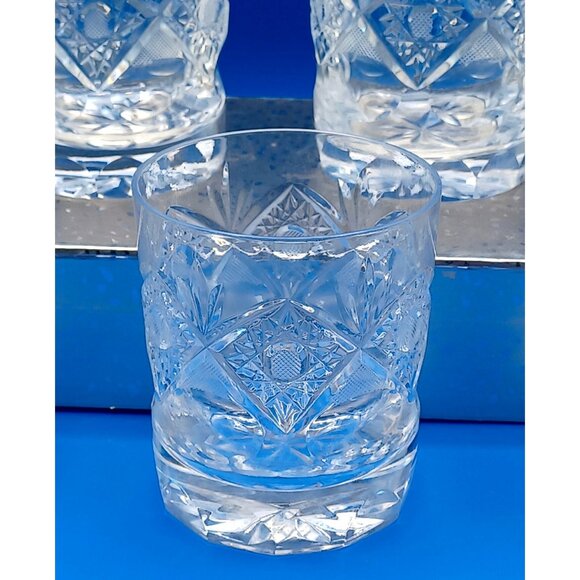 Vintage Rogaska Crystal Double Old Fashioned Glasses Set Of 5 3.5" X 3" Intricat - Picture 4 of 16